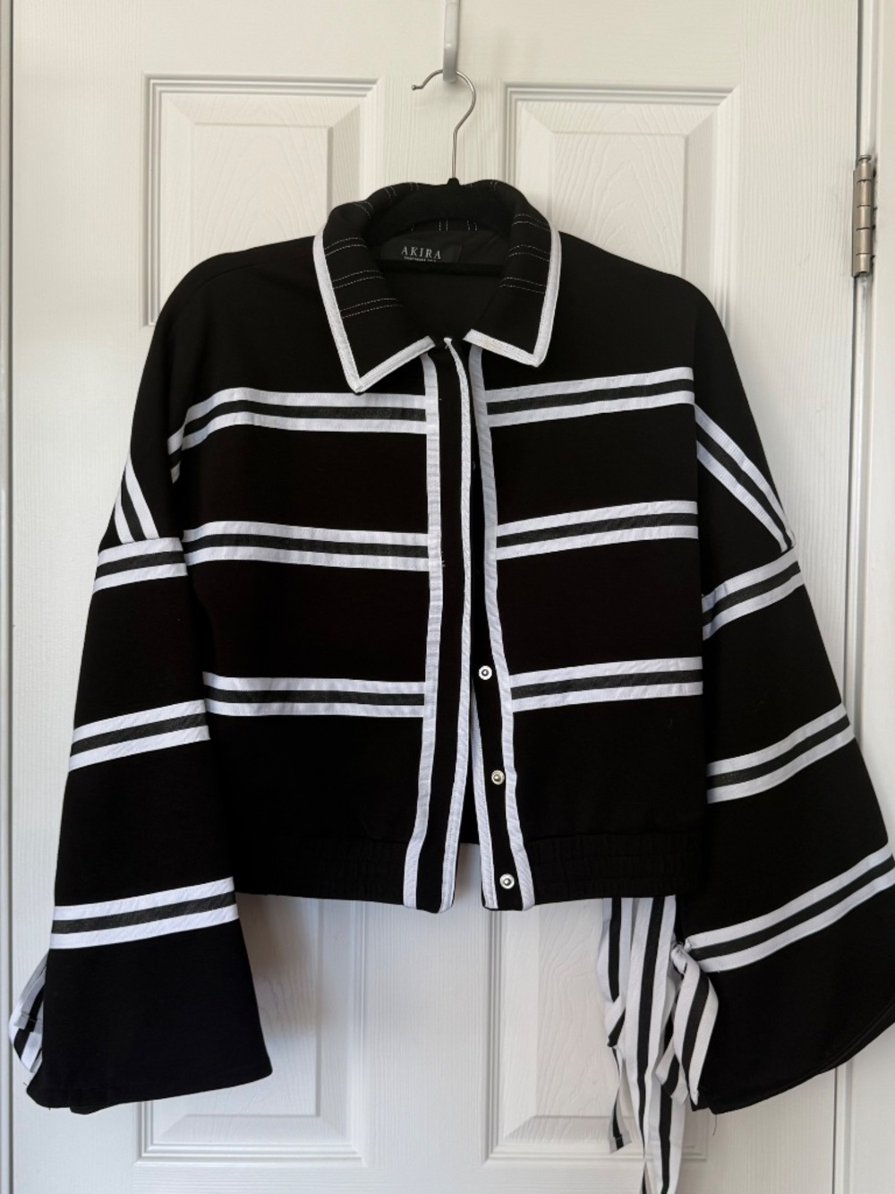 Black and White Kimono Track Jacket - Size Small